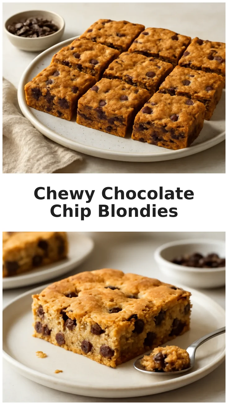 Rich Chocolate Chip Blondies with Buttery Centers Recipe