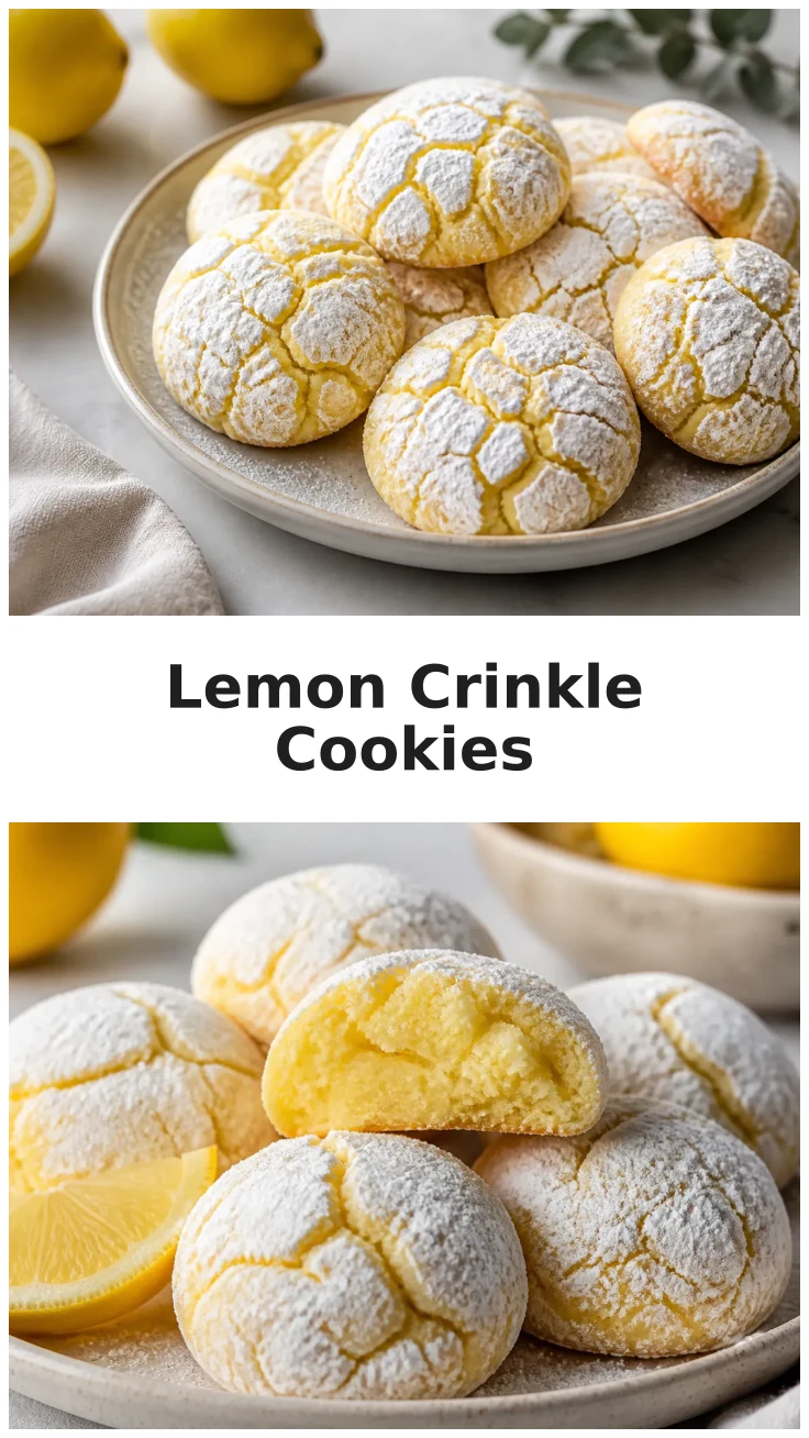 Delicious Soft Lemon Crinkle Cookies with Powdered Sugar Recipe Delicious Soft Lemon Crinkle Cookies with Powdered Sugar Recipe