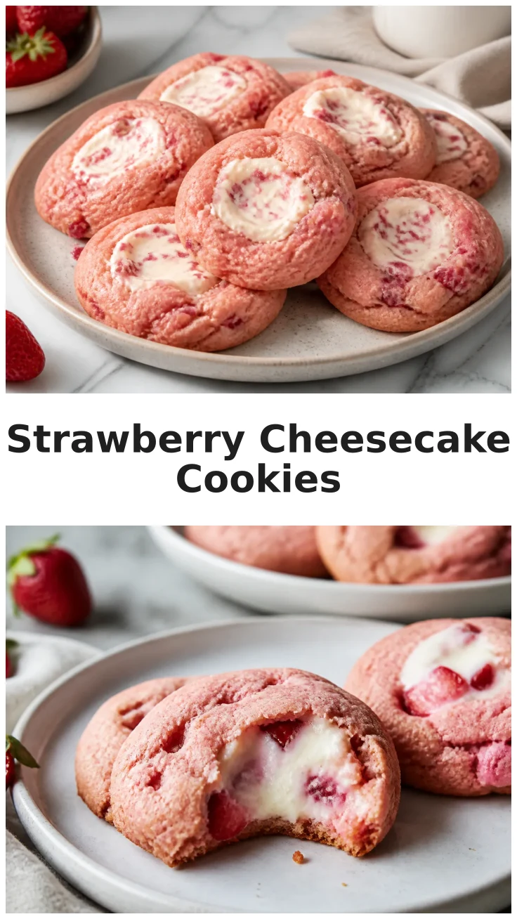 Soft Strawberry Cheesecake Cookies with Creamy Centers Recipe Soft Strawberry Cheesecake Cookies with Creamy Centers Recipe