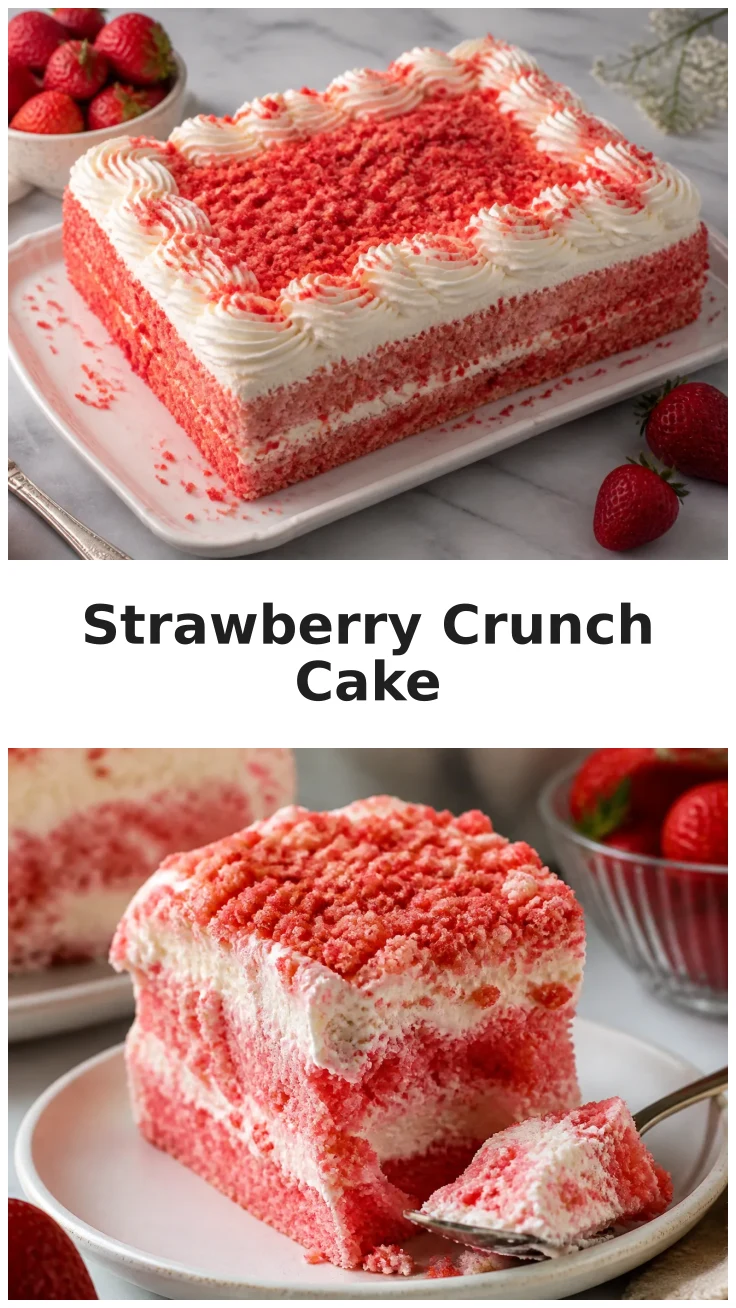 Fluffy Strawberry Crunch Sheet Cake Recipe for Celebrations Fluffy Strawberry Crunch Sheet Cake Recipe for Celebrations