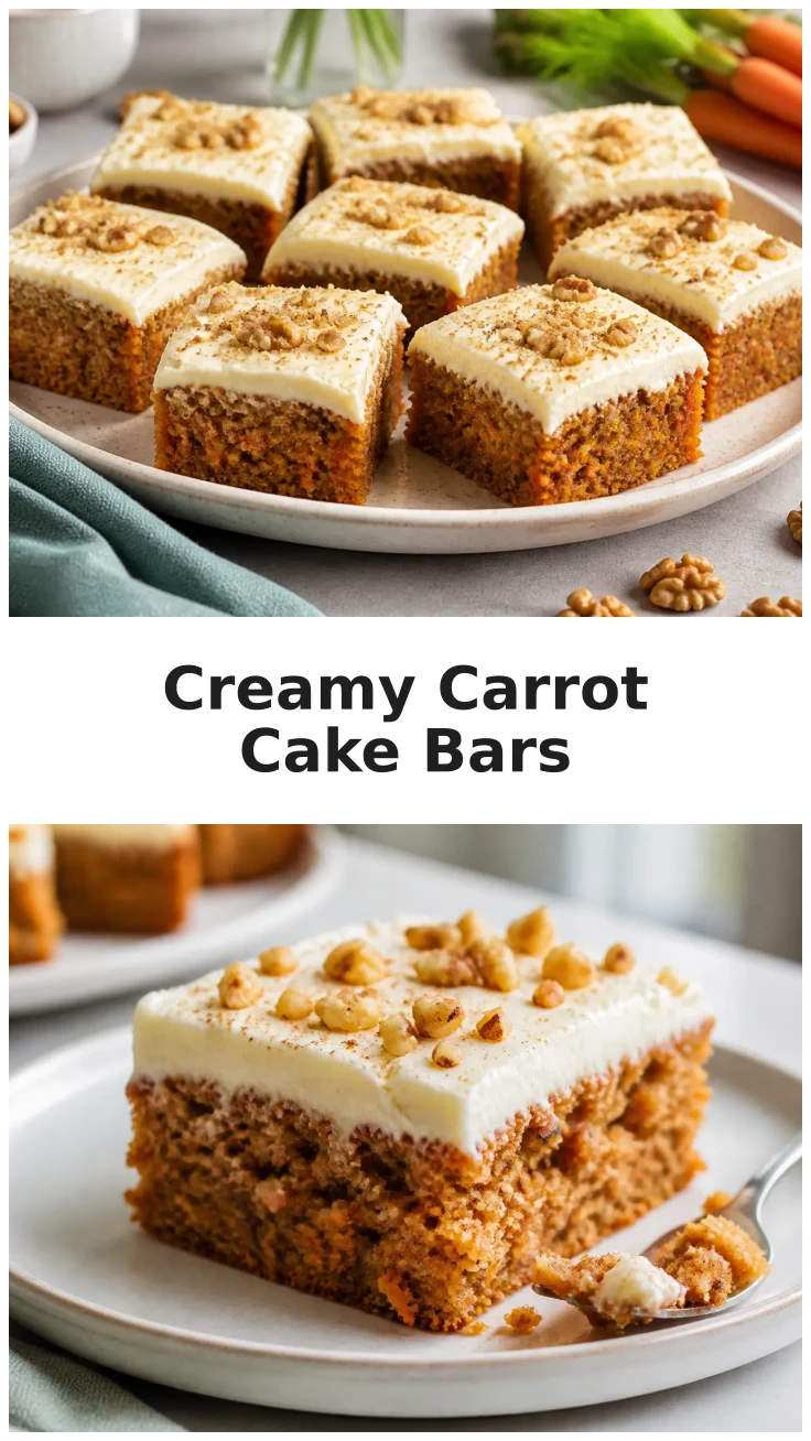 Delicious Creamy Carrot Cake Bars with Cream Cheese Frosting Delicious Creamy Carrot Cake Bars with Cream Cheese Frosting