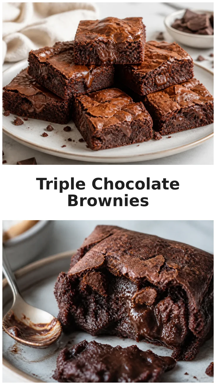 Decadent Triple Chocolate Fudge Brownies with Soft Centers Decadent Triple Chocolate Fudge Brownies with Soft Centers