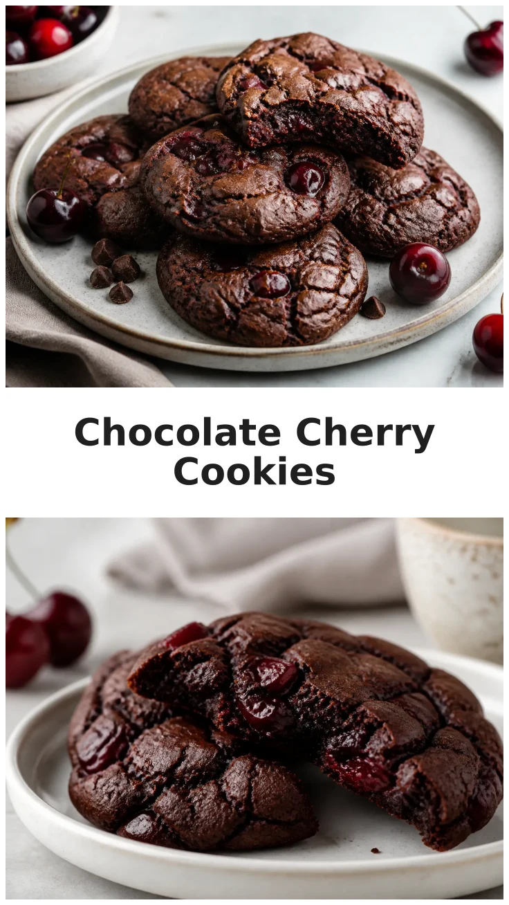 Rich Dark Chocolate Cherry Cookies with Chewy Centers Rich Dark Chocolate Cherry Cookies with Chewy Centers