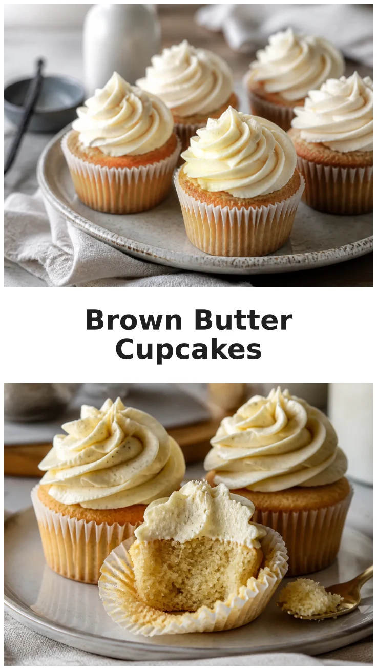 Fluffy Brown Butter Vanilla Cupcakes with Creamy Frosting Recipe