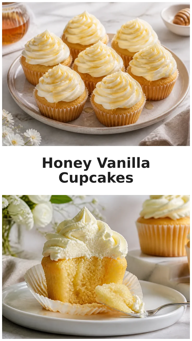 Soft Honey Vanilla Cupcakes with Creamy Frosting Recipe Soft Honey Vanilla Cupcakes with Creamy Frosting Recipe