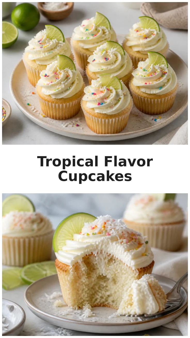 Creamy Coconut Lime Vanilla Cupcakes with Tropical Flavor Creamy Coconut Lime Vanilla Cupcakes with Tropical Flavor