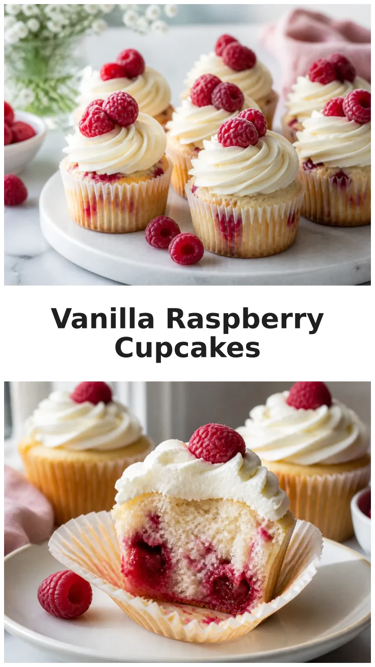 Soft Vanilla Raspberry Cupcakes with Creamy Frosting Recipe
