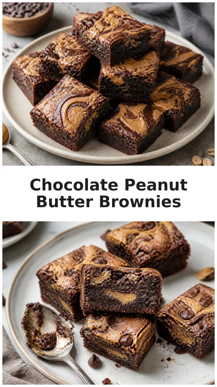 Rich Chocolate Peanut Butter Brownies with Creamy Swirls Recipe Rich Chocolate Peanut Butter Brownies with Creamy Swirls Recipe
