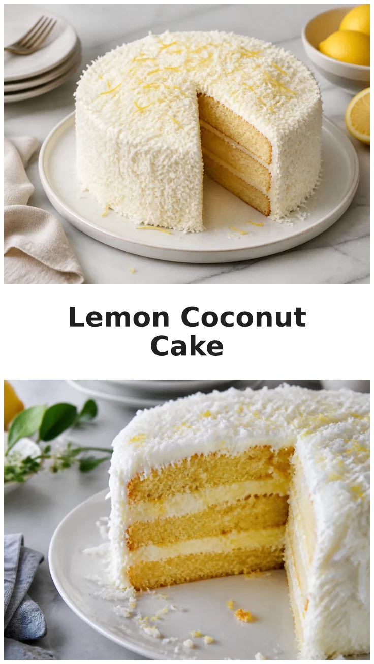 Creamy Lemon Coconut Layer Cake with Bright Citrus Flavor Creamy Lemon Coconut Layer Cake with Bright Citrus Flavor