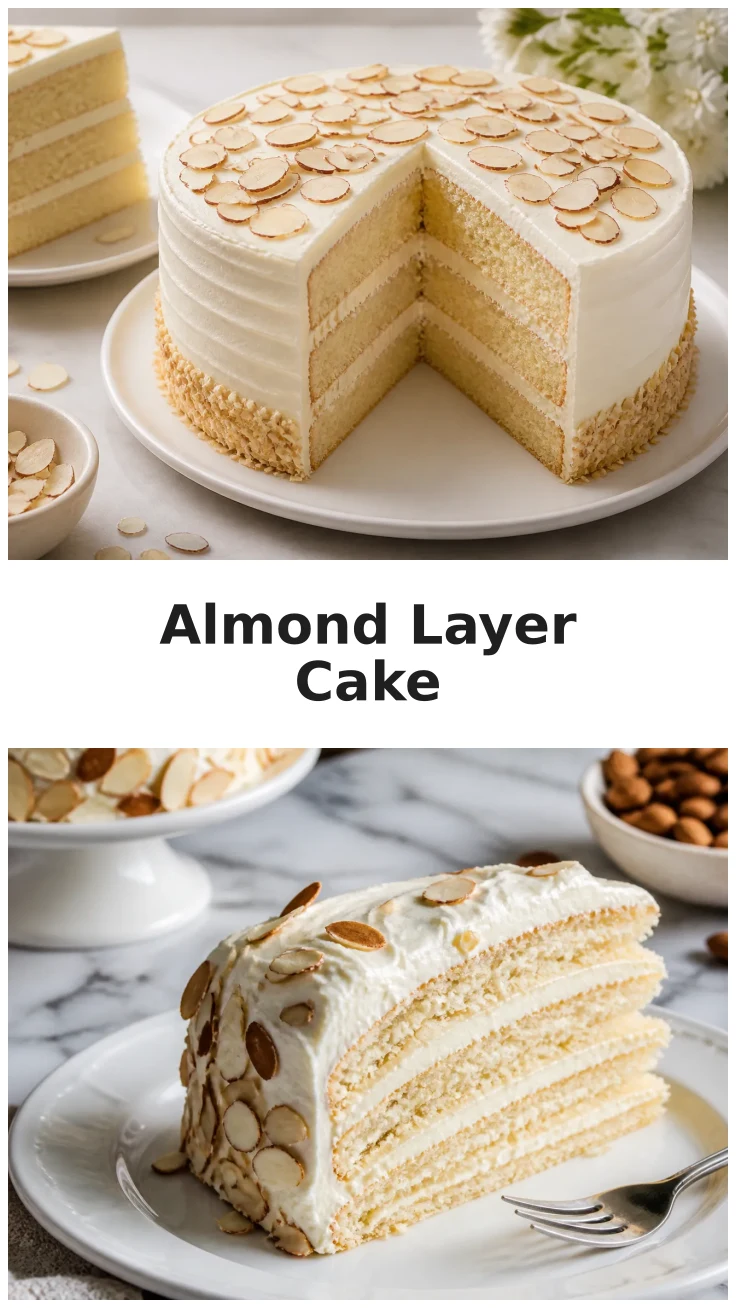 Classic White Almond Layer Cake with Creamy Frosting Recipe Classic White Almond Layer Cake with Creamy Frosting Recipe