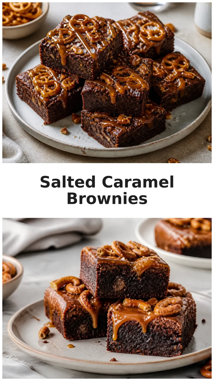 Rich Salted Caramel Pretzel Brownies with Crunchy Pretzel Pieces Rich Salted Caramel Pretzel Brownies with Crunchy Pretzel Pieces