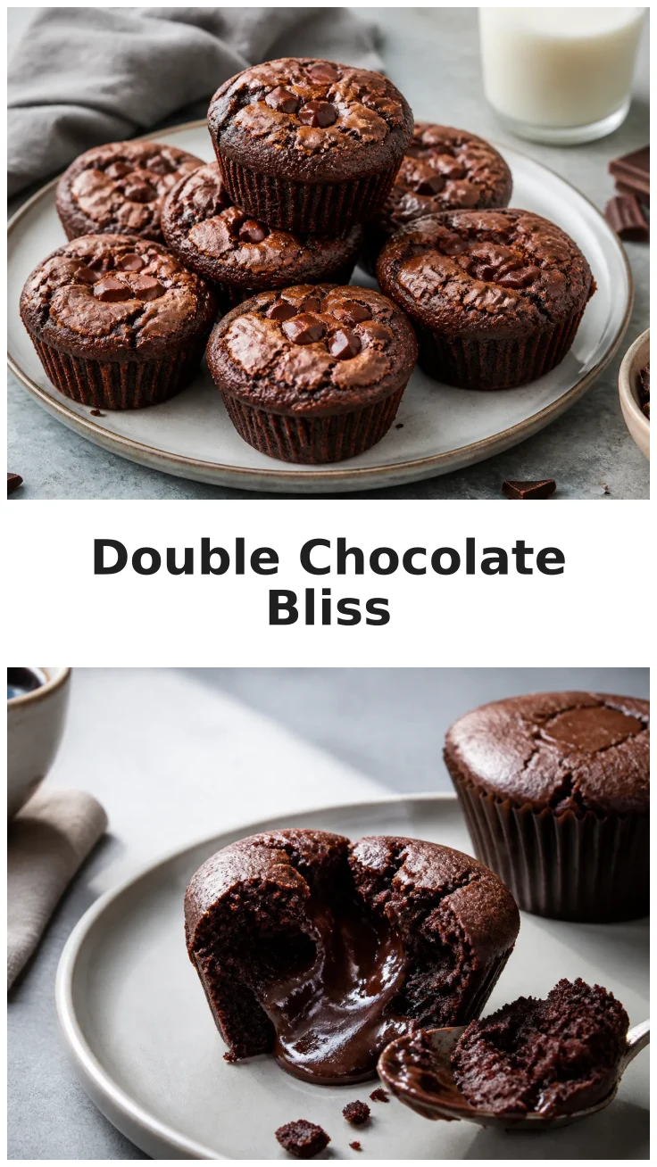Gooey Double Chocolate Brownie Cupcakes with Soft Centers