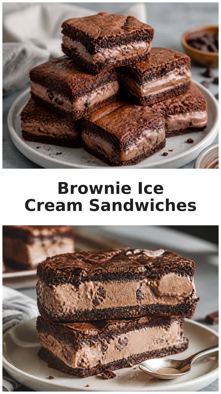 Rich Chocolate Brownie Ice Cream Sandwiches with Soft Brownie Layers Rich Chocolate Brownie Ice Cream Sandwiches with Soft Brownie Layers