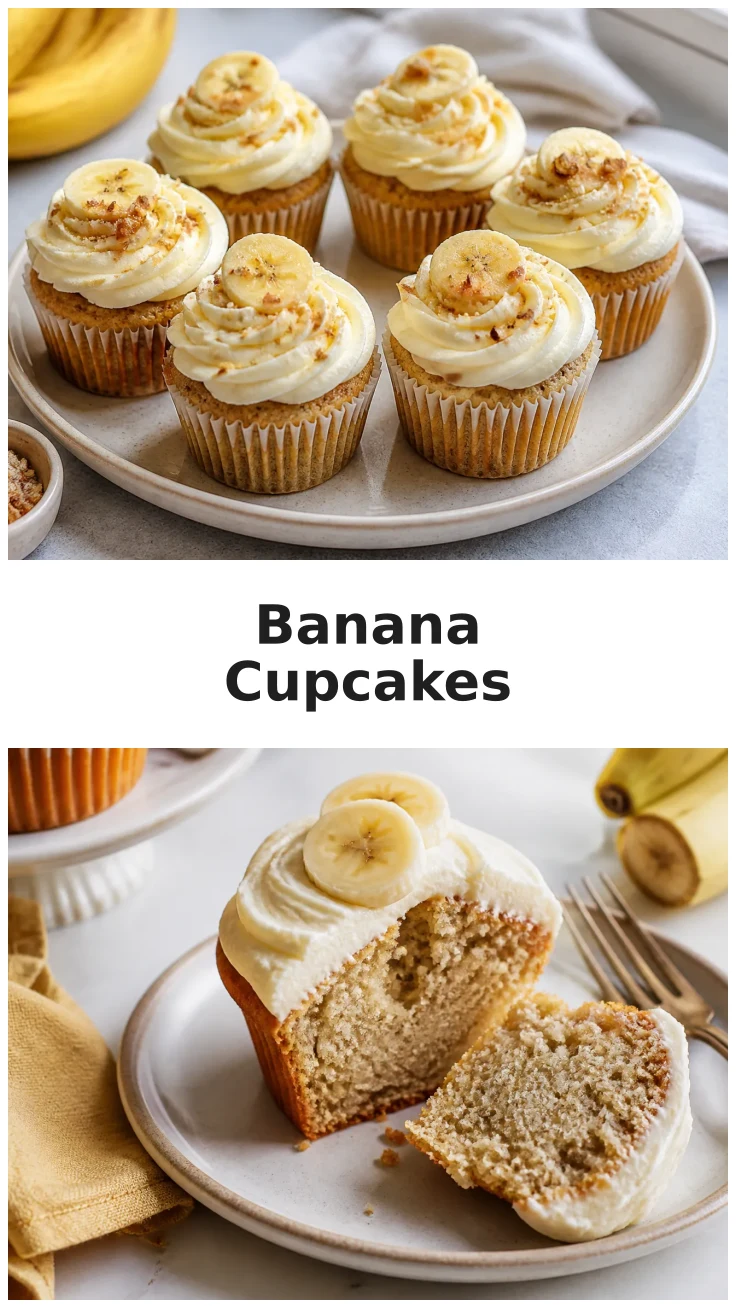 Fluffy Banana Cupcakes with Creamy Frosting Recipe Fluffy Banana Cupcakes with Creamy Frosting Recipe