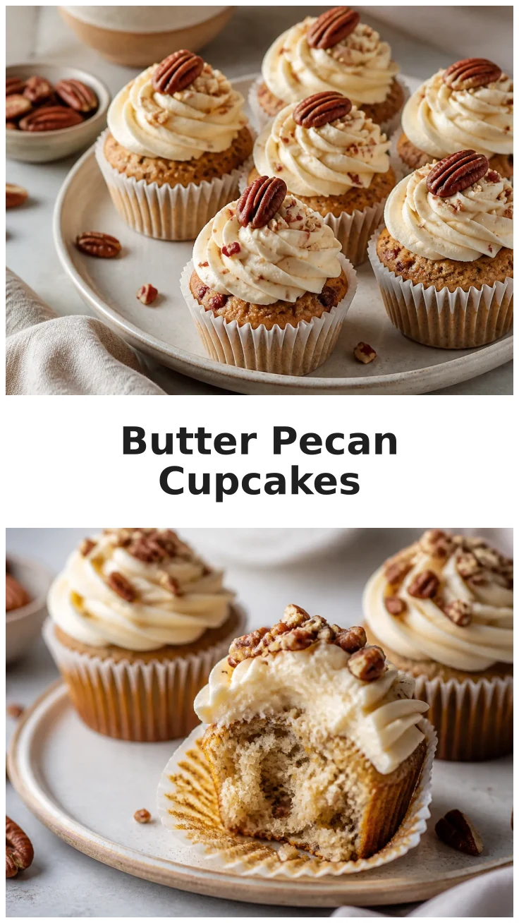 Fluffy Butter Pecan Cupcakes with Creamy Frosting Recipe Fluffy Butter Pecan Cupcakes with Creamy Frosting Recipe