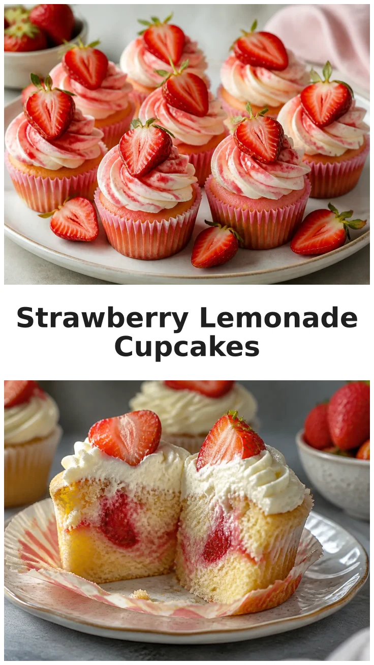 Fresh Strawberry Lemonade Cupcakes with Creamy Frosting Recipe Fresh Strawberry Lemonade Cupcakes with Creamy Frosting Recipe