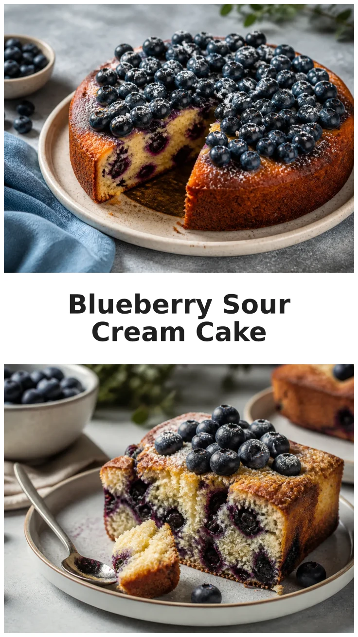 Deliciously Moist Blueberry Sour Cream Cake Recipe