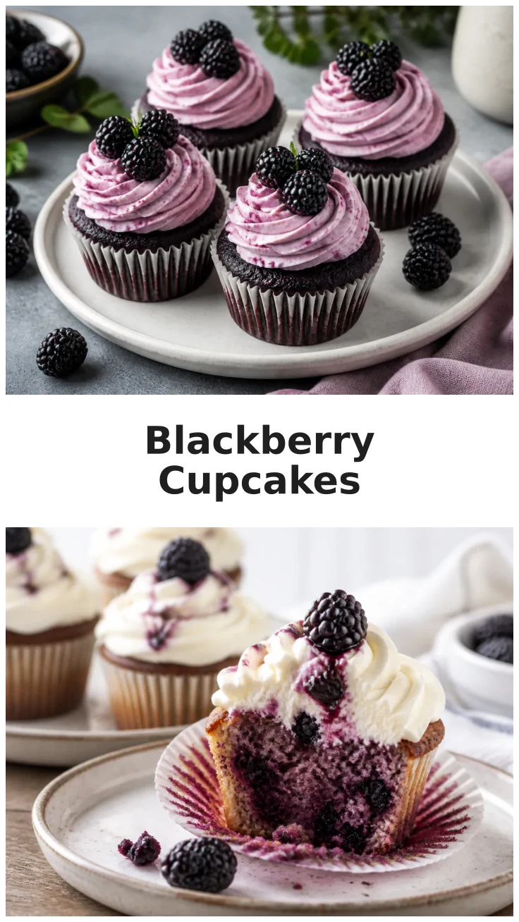 Juicy Blackberry Cupcakes with Creamy Frosting Juicy Blackberry Cupcakes with Creamy Frosting