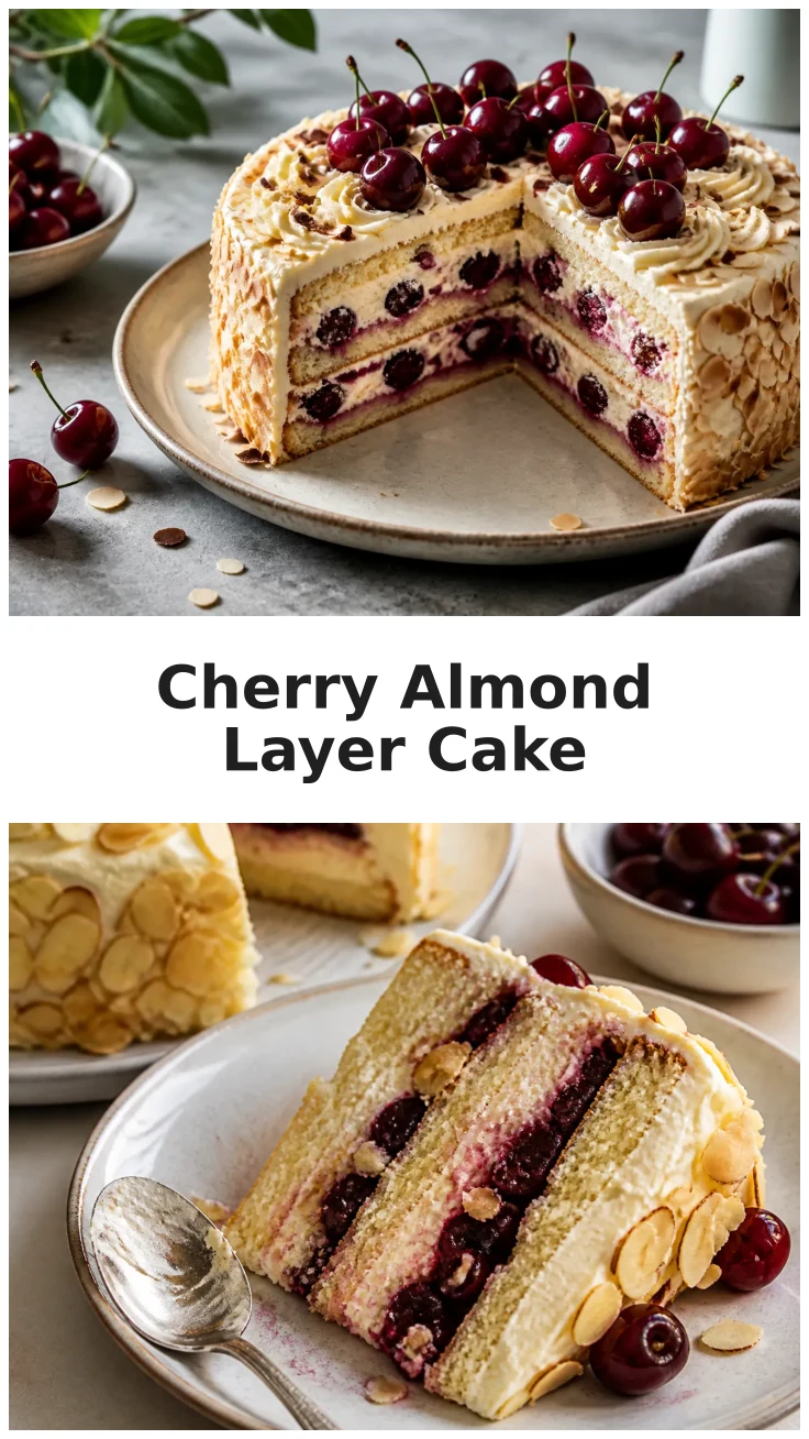 Fluffy Cherry Almond Layer Cake for Celebrations