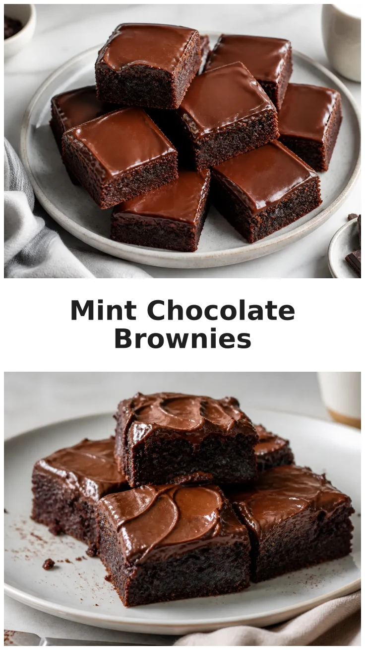 Decadent Fudgy Mint Chocolate Brownies with Chocolate Ganache