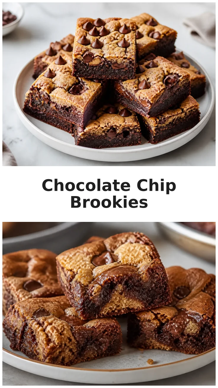 Decadent Chocolate Chip Brookies with Gooey Centers Recipe Decadent Chocolate Chip Brookies with Gooey Centers Recipe