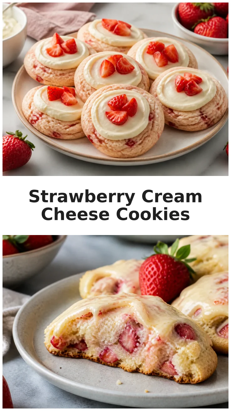 Fresh Cream Cheese Strawberry Cookies with Sweet Strawberry Flavor