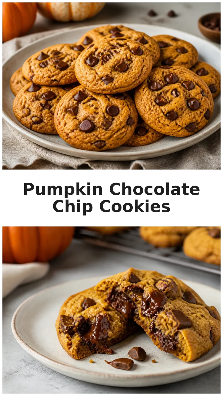Pumpkin Chocolate Chip Cookies with a Soft Fall Center Pumpkin Chocolate Chip Cookies with a Soft Fall Center