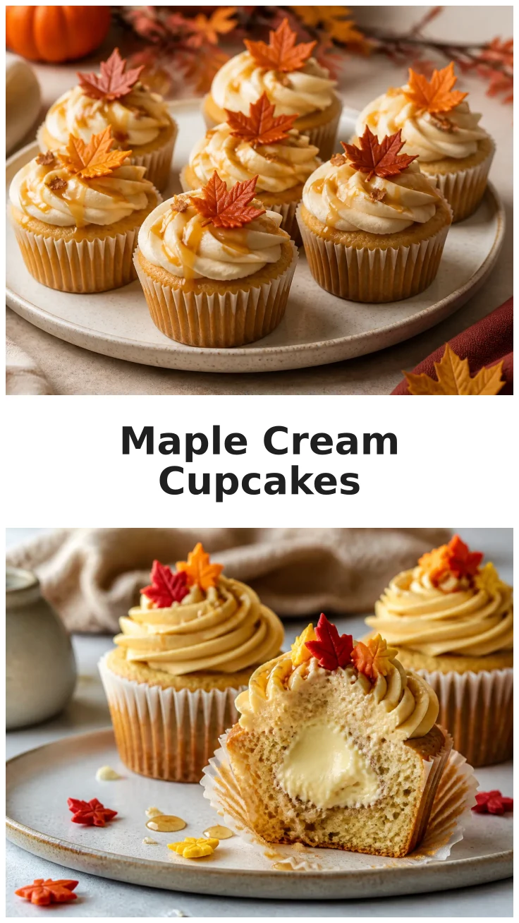 Delicious Maple Cream Cupcakes with a Creamy Fall Finish Delicious Maple Cream Cupcakes with a Creamy Fall Finish