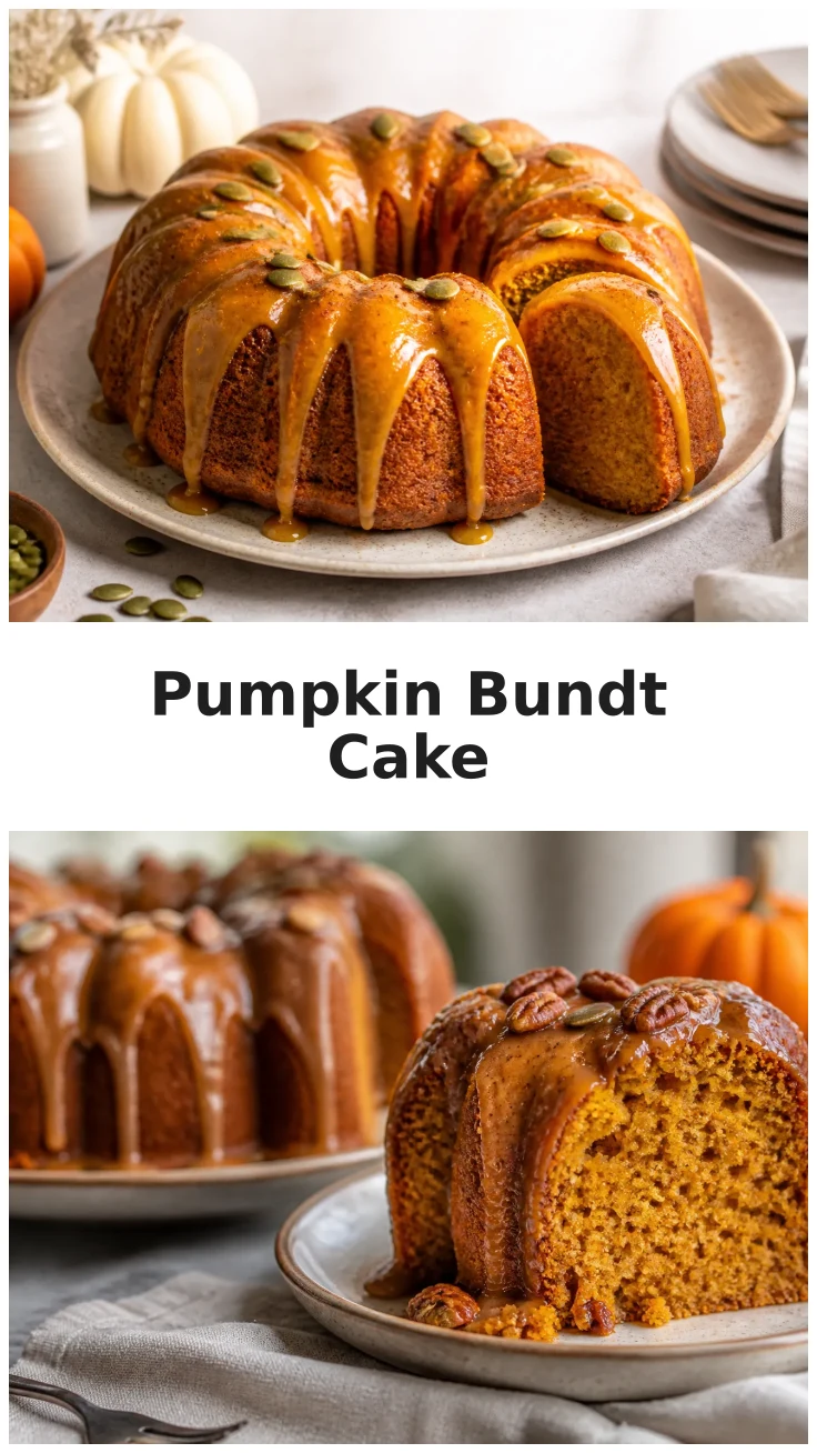 Delicious Pumpkin Bundt Cake with Golden Autumn Finish