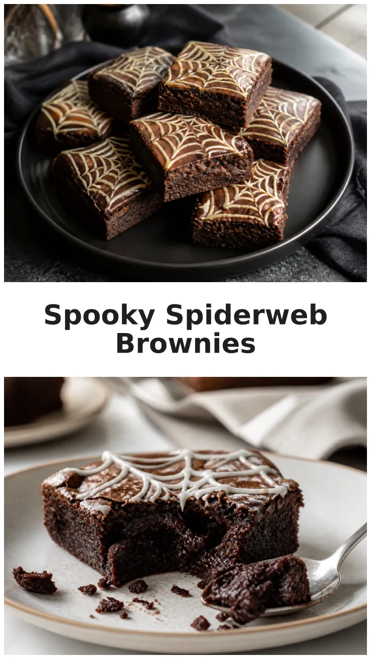 Spiderweb Brownies with Spooky Chocolate Design