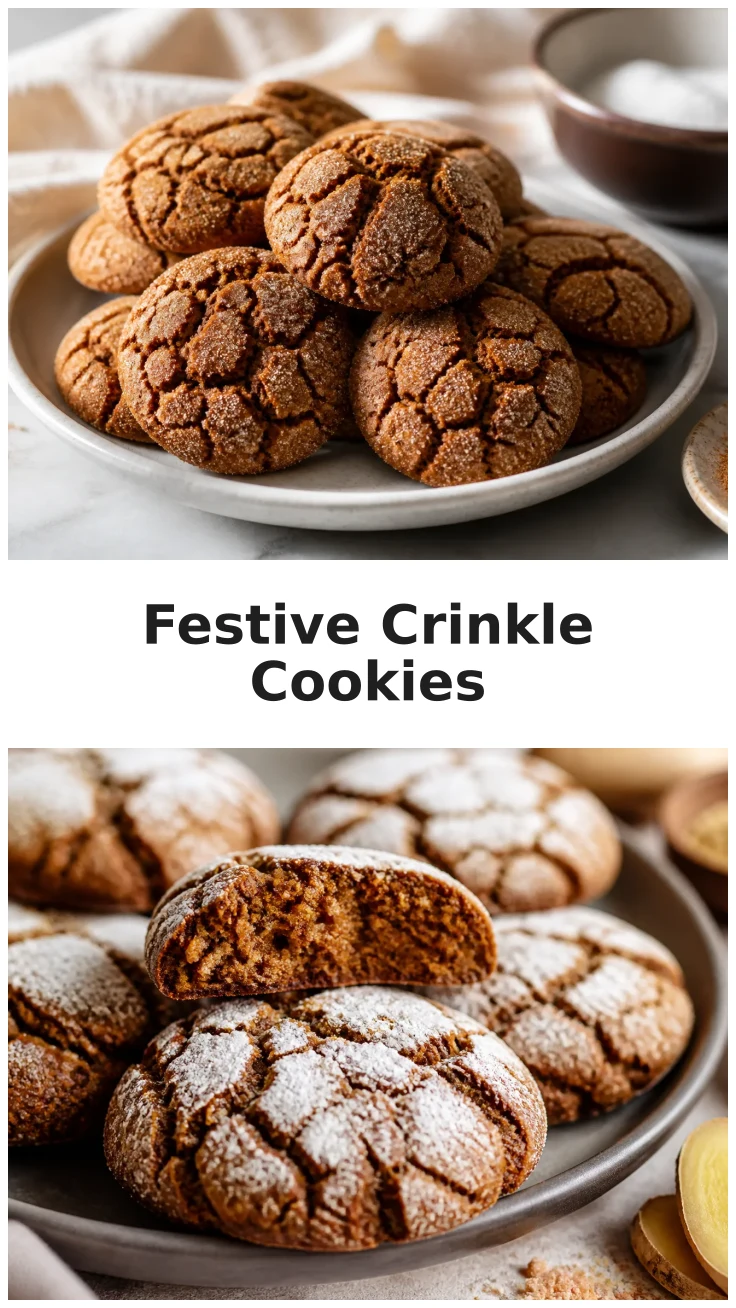Gingerbread Crinkle Cookies with a Festive Crackled Top Gingerbread Crinkle Cookies with a Festive Crackled Top