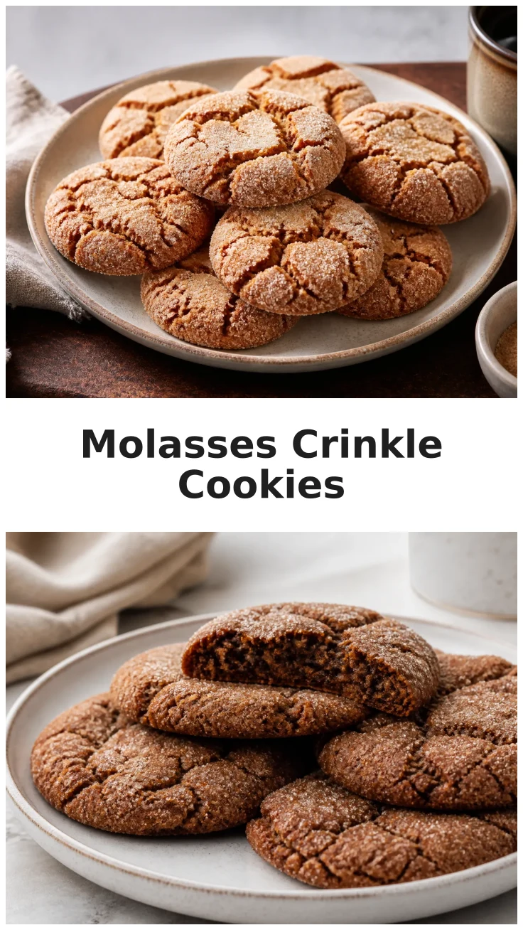 Molasses Crinkle Cookies with a Soft Crackled Center