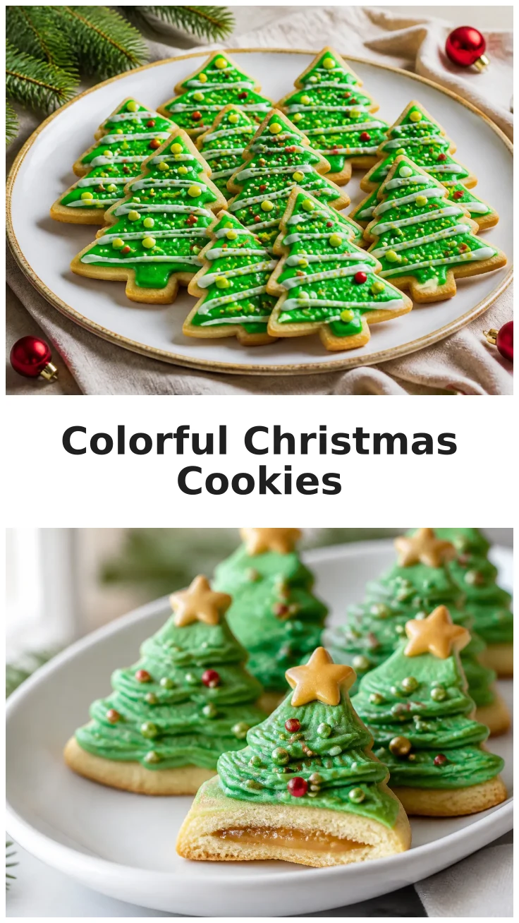 Colorful Christmas Tree Cookies for Holiday Decorating