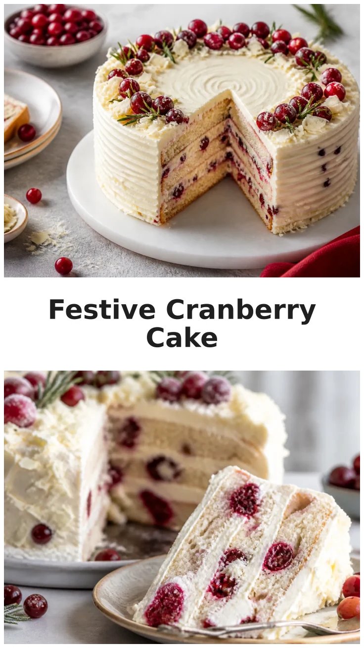 Cranberry White Chocolate Cake with a Festive Finish