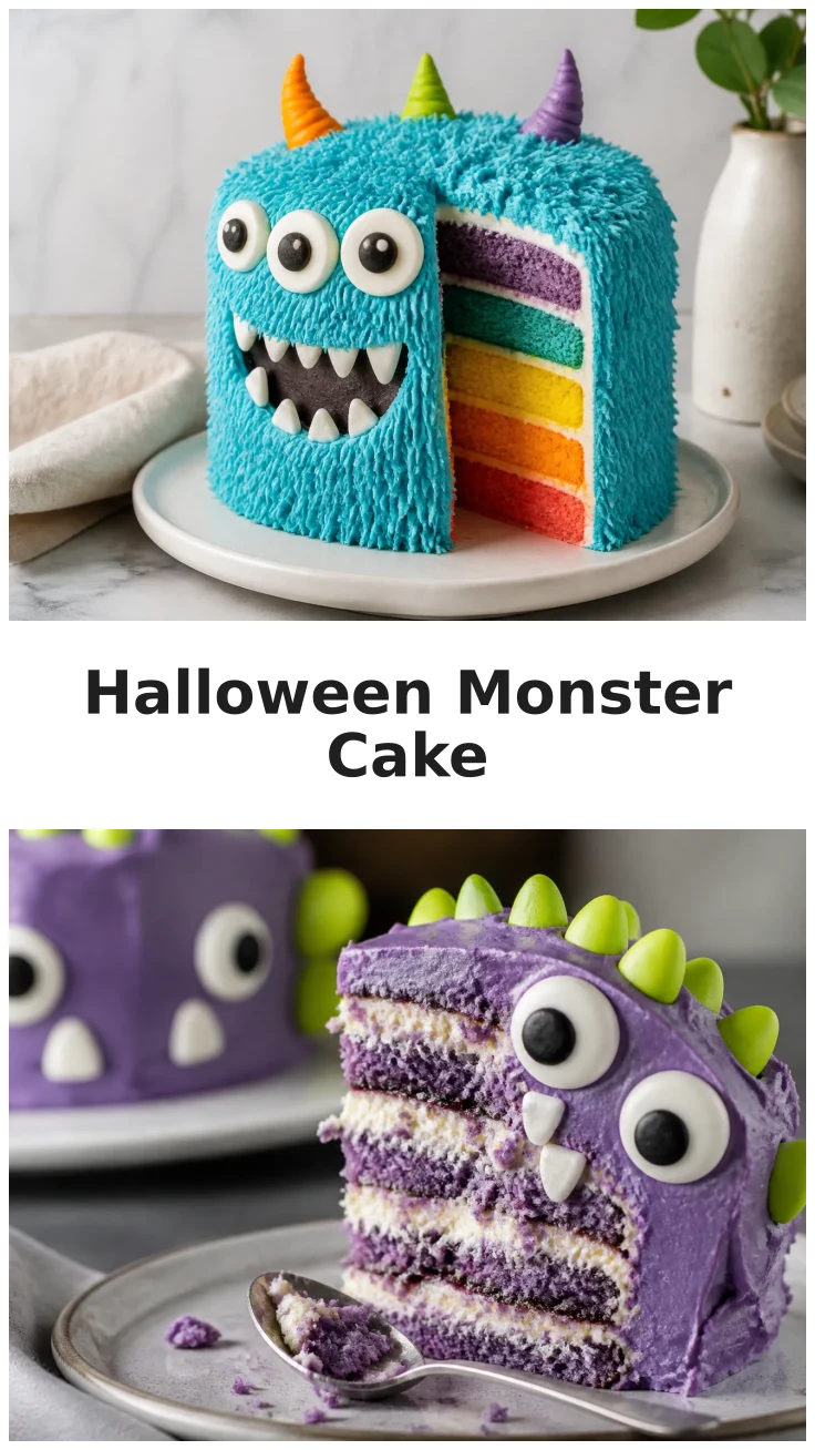Colorful Halloween Monster Cake for Spooky Parties
