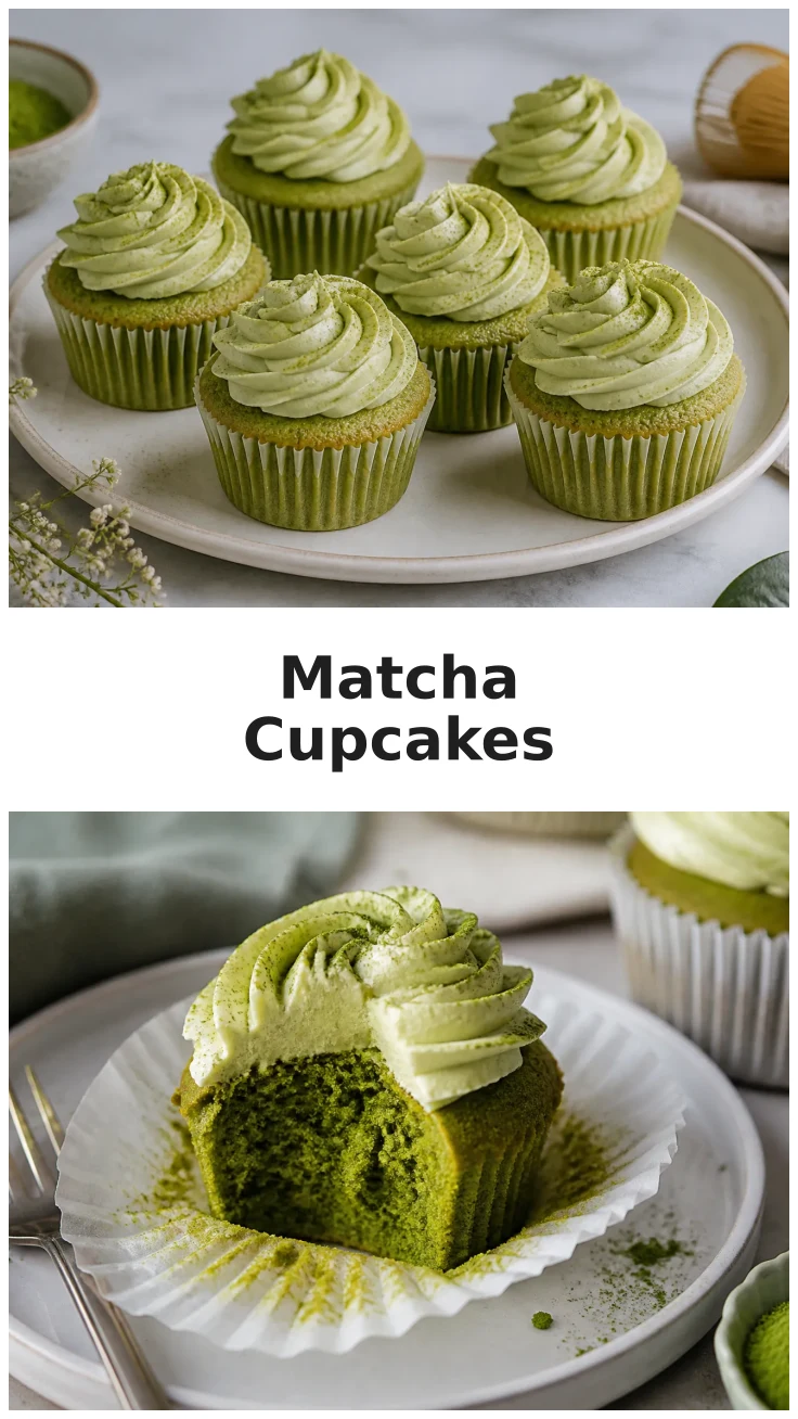 Delicious Matcha Cupcakes with a Soft Green Finish Delicious Matcha Cupcakes with a Soft Green Finish