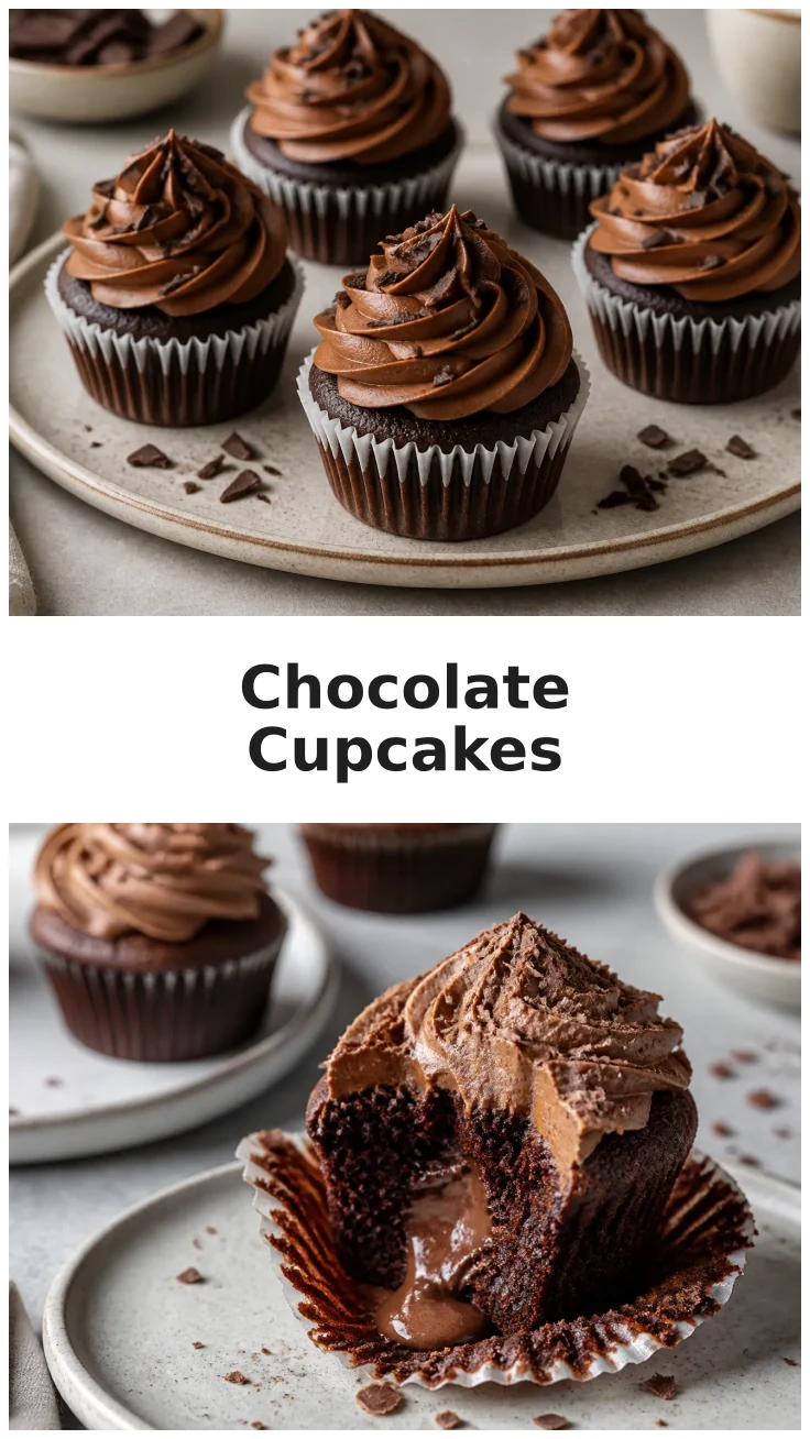 One-Bowl Chocolate Cupcakes with Moist Chocolate Crumb