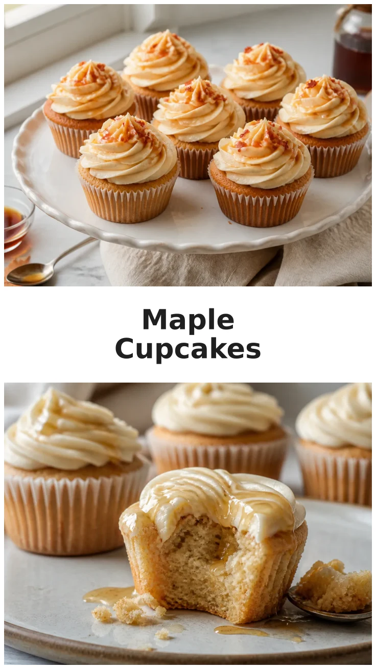 Salted Maple Cupcakes with a Creamy Fall Finish Recipe Salted Maple Cupcakes with a Creamy Fall Finish Recipe