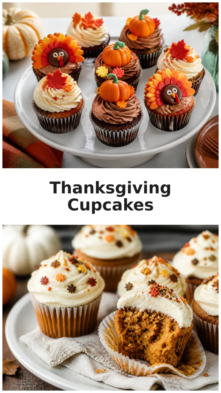Colorful Thanksgiving Cupcakes for Fall Parties